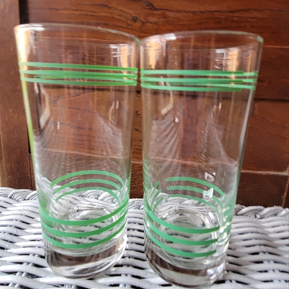 Vintage green striped glasses - Picture 6 of 7